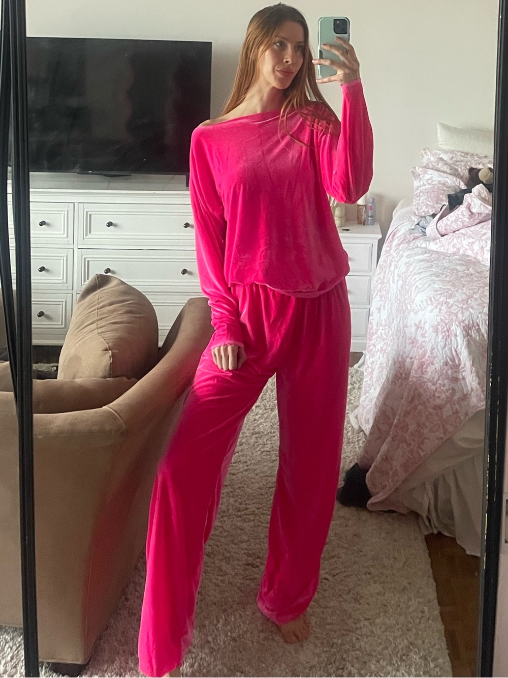 Hot Pink Velour Lounge Set